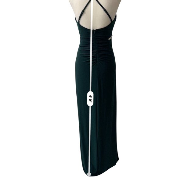 Y2K Morgan & Co. Emerald Green Draped Neck Dark‎ Romance Formal Gown Size 3 - Picture 7 of 9